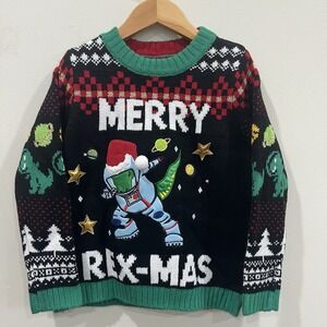 33 Degrees Boys Ugly Holiday Christmas Dinosaur Sweater Merry Rex-Mas Size 5 NWT
